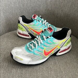 Nike Air White and Teal Sneakers with Pink Accents